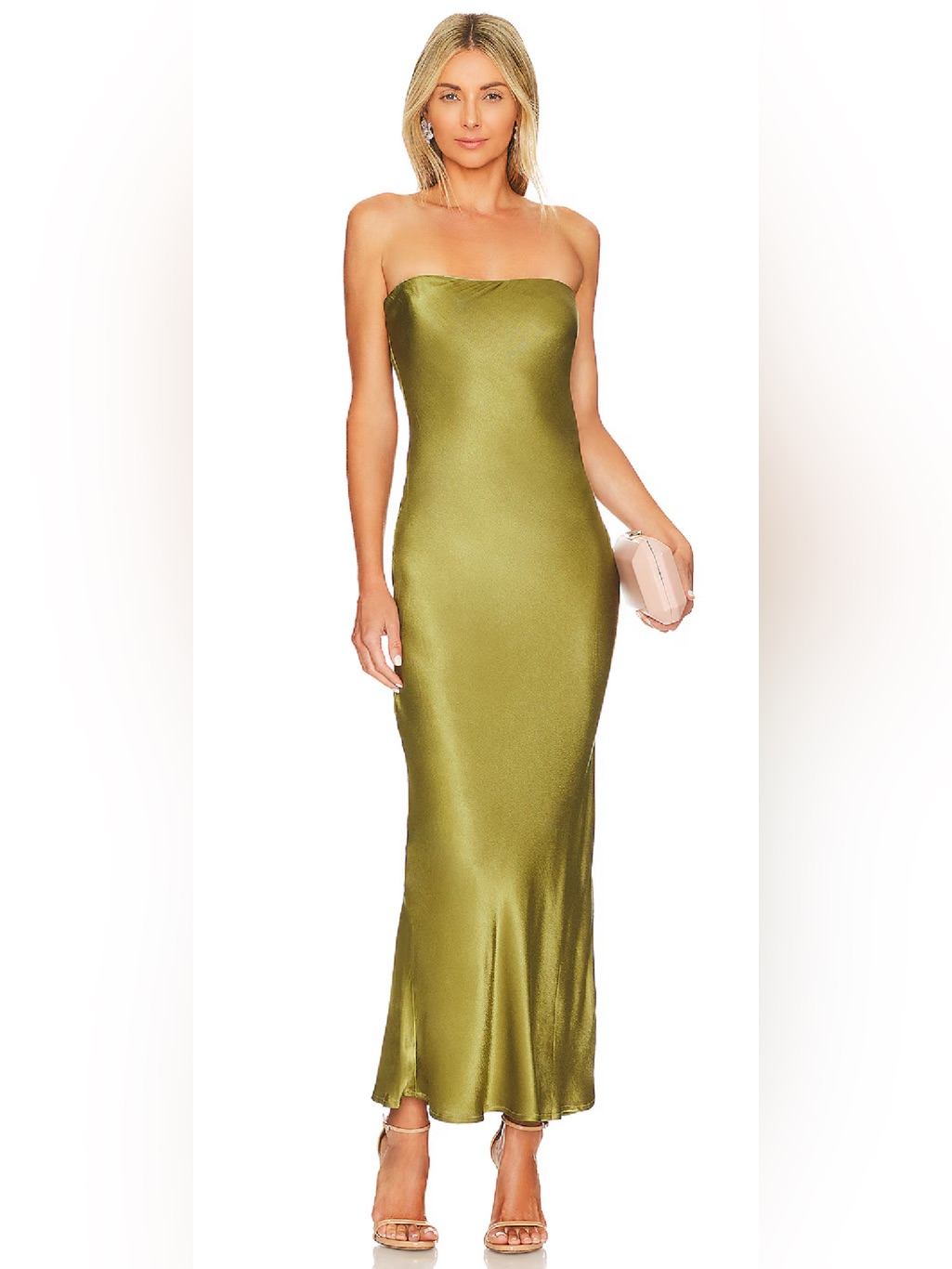 Nwt - Sndys X Revolve Angel Strapless Midi Dress In Olive - Size S